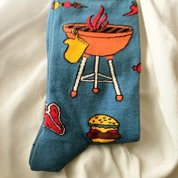 Sock It to Me Unisex Blue Crew Socks - Grillin' It  One Size Fits 7-13 - Picture 6 of 9